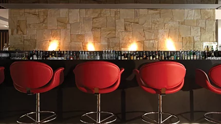 EcoSmart Fire BK5 Ethanol Burner built into an indoor restaurant at Hurricane’s Grill & Bar, Australia.