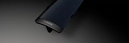 Heatscope Heaters Pure 3000W Radiant Heater detail CGI shows a slim wall‑mounted electric infrared panel.