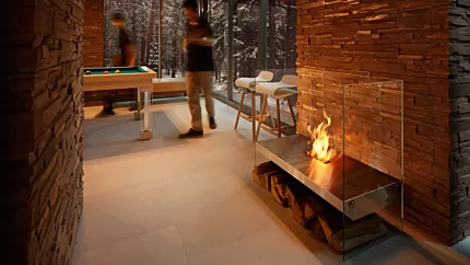 EcoSmart Fire Igloo Designer Fireplace is a freestanding bioethanol unit enhancing the Commercial Space interior.