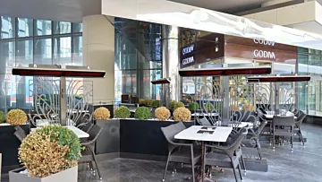 Heatscope Vision 3200W Radiant Heater ceiling-mounted at Vision Godiva Zorlu outdoor restaurant, providing infrared patio heat.