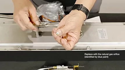 Replace with the natural gas orifice identified by blue paint