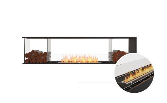 Flex 86PN.BX2 Peninsula - Ethanol - Black / Black / Installed view - Logs not included by EcoSmart Fire